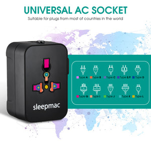 Sleepmac Universal Travel Adapter; 200+ Countries