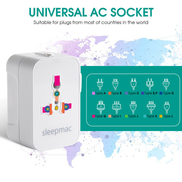 Sleepmac Universal Travel Adapter; 200+ Countries