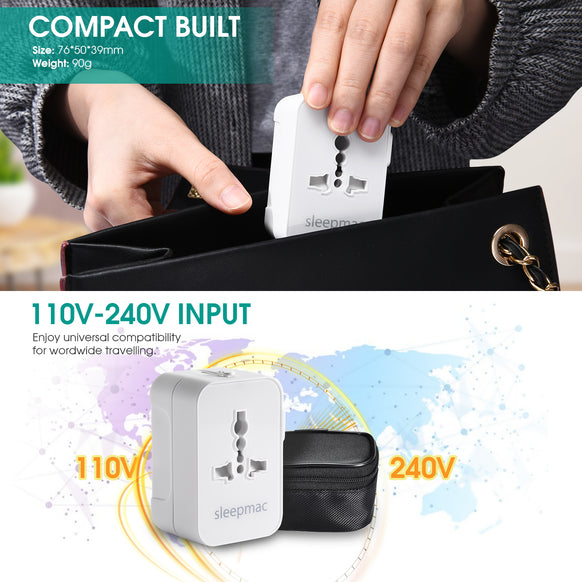 Sleepmac Universal Travel Adapter; 200+ Countries