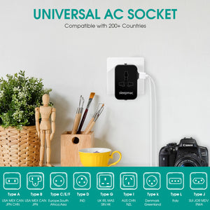Sleepmac Universal Travel Adapter; 200+ Countries