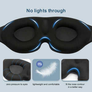Glow-In-Dark 3D Luxury Eye Mask, 100% Blackout Sleep Mask, Zero Eye Pressure